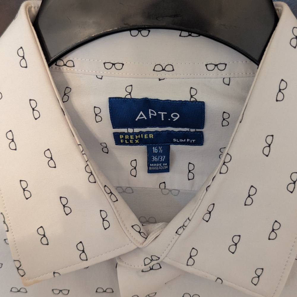 Apt. 9 Men's White Patterned Button Down Shirt - image 2